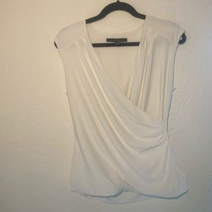 WHBM white wrap blouse size S